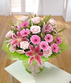 Lily, Rose & Gerbera Handtied